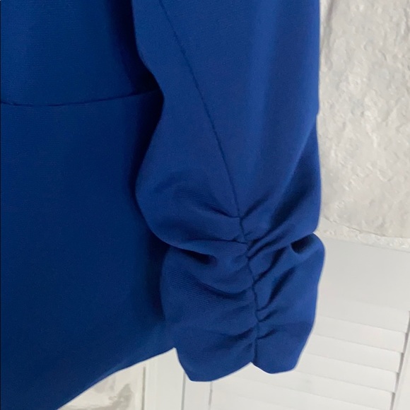 Dress Barn Blue lined jacket W/ ruched sleeve - Picture 6 of 13